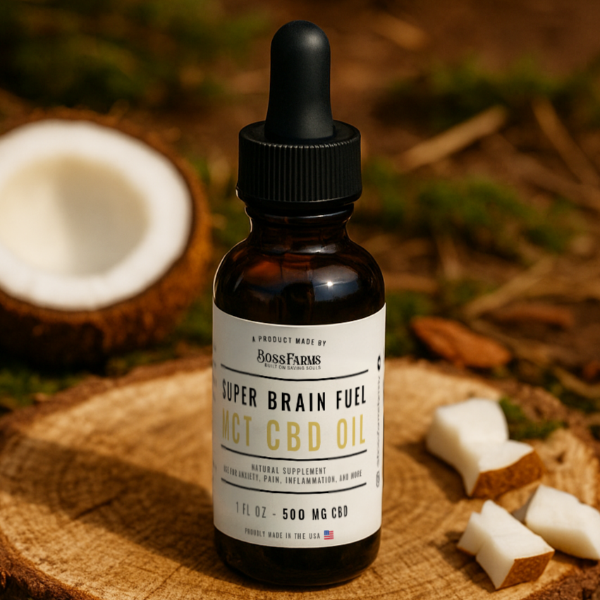 ๐ง B.O.S.S. Farms "Calm & Focus" CBD + MCT Oil ๐ง 1 oz - 500 mg Broad Spectrum CBD - B.O.S.S. Farms